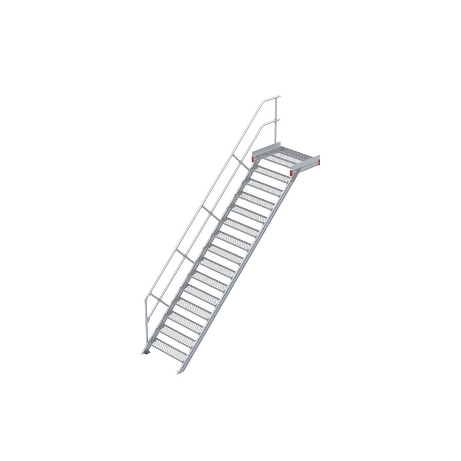 Euroline Podesttreppe 45 Grad, 1000 mm Stufenbreite 1 Treppen-/Podestgeländer, Stufenausführung Stahl - Gitterrost 15 Stufen