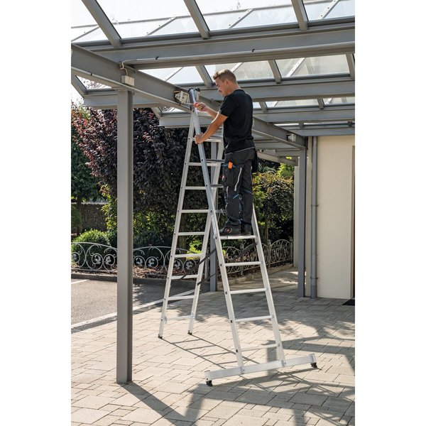 Günzburger Steigtechnik Sprossen-Mehrzweckleiter 2-teilig mit nivello®-Traverse 2x8 Sprossen