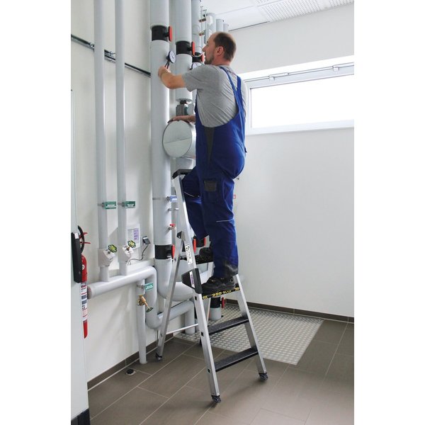 Günzburger Steigtechnik Stufen-Stehleiter 250 kg einseitig begehbar mit clip-step R13 5 Stufen
