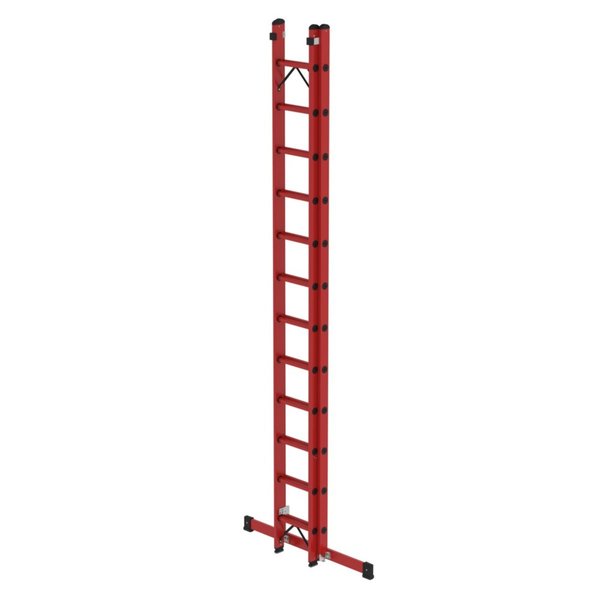 Günzburger Steigtechnik Sprossen-Schiebeleiter 2-teilig GFK mit Traverse 2x12 Sprossen