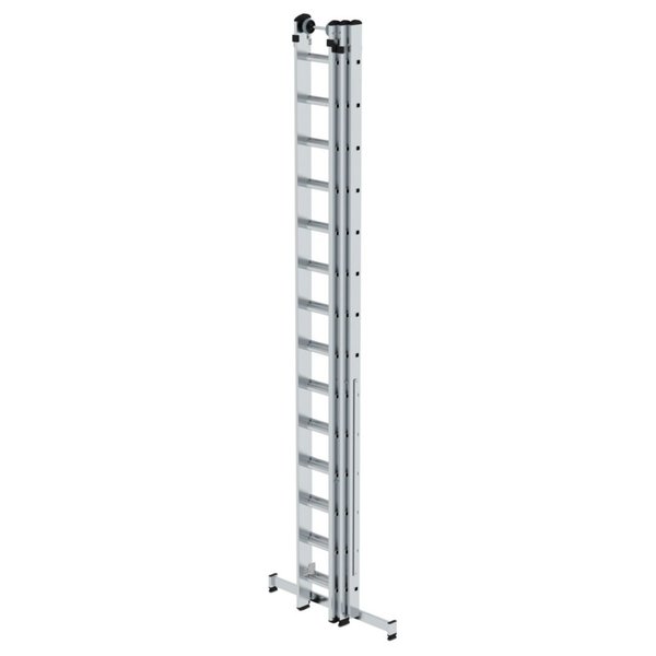 Günzburger Steigtechnik Sprossen-Mehrzweckleiter 3-teilig mit nivello®-Traverse und Wandlaufrollen 3x14 Sprossen