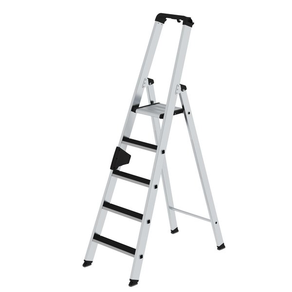 Günzburger Steigtechnik Stufen-Stehleiter einseitig begehbar mit clip-step 5 Stufen