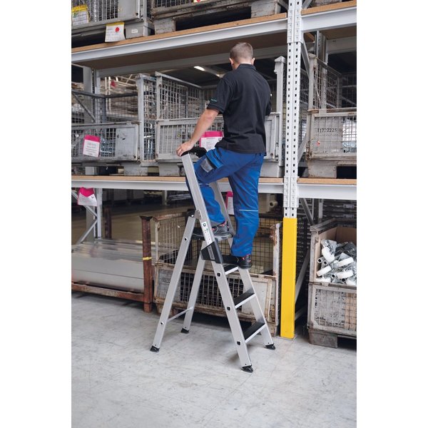 Günzburger Steigtechnik Stufen-Stehleiter einseitig begehbar mit clip-step 6 Stufen