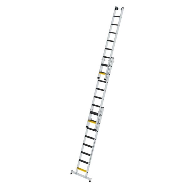 Günzburger Steigtechnik Stufen-Mehrzweckleiter 3-teilig mit nivello®-Traverse und clip-step R13 3x8 Stufen