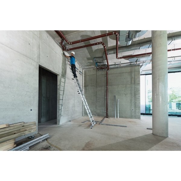 Günzburger Steigtechnik Stufen-Schiebeleiter 2-teilig mit nivello-Traverse und clip-step R13 2x7