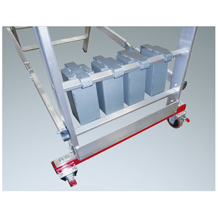 Euroline Alu-Podestleiter, fahr- und klappbar Nr. 32778, 60 kg Ballast 1x5