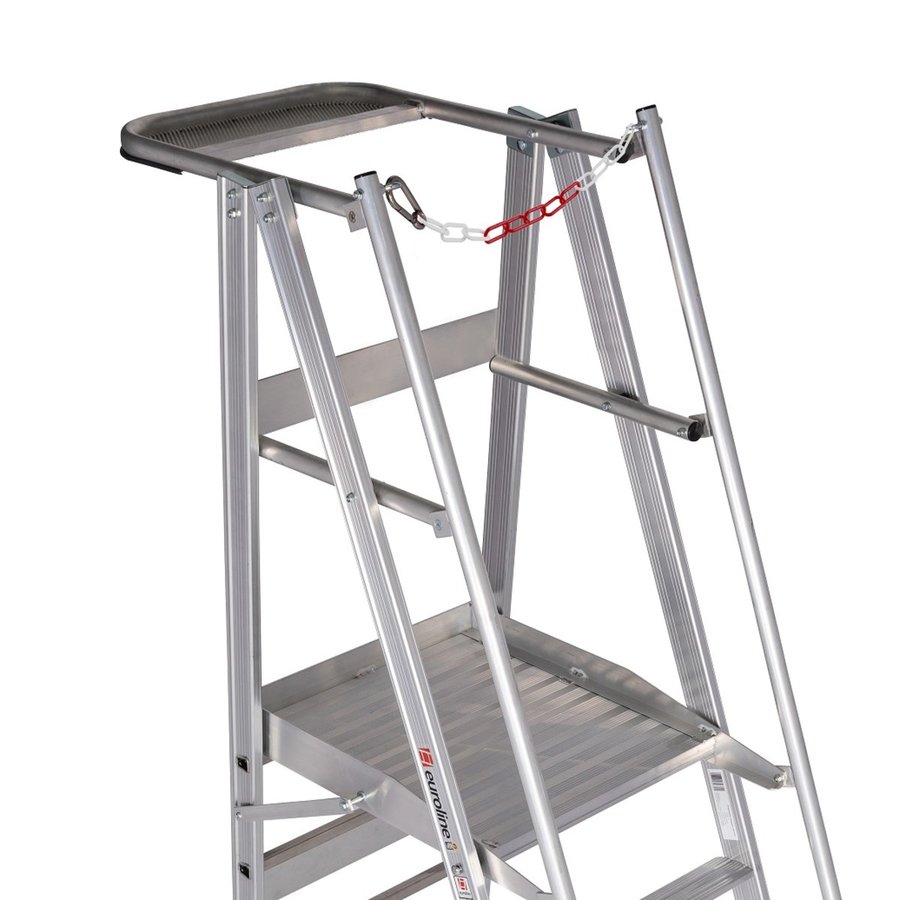 Euroline Alu-Podestleiter, fahr- und klappbar Nr. 32778, 60 kg Ballast 1x5