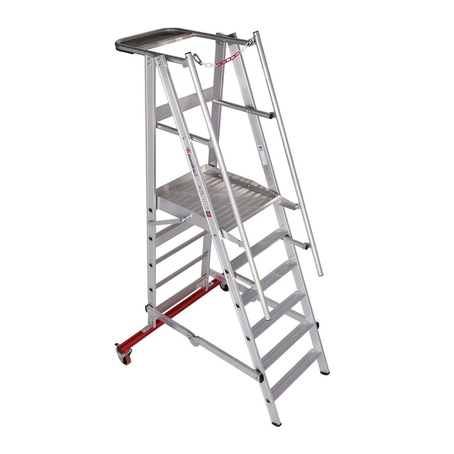 Euroline Alu-Podestleiter, fahr- und klappbar Nr. 32777 1x6