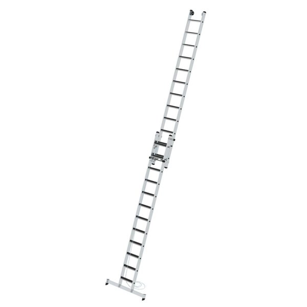 Günzburger Steigtechnik Stufen-Seilzugleiter 2-teilig mit nivello Traverse und clip-step R13 2x12 Stufen