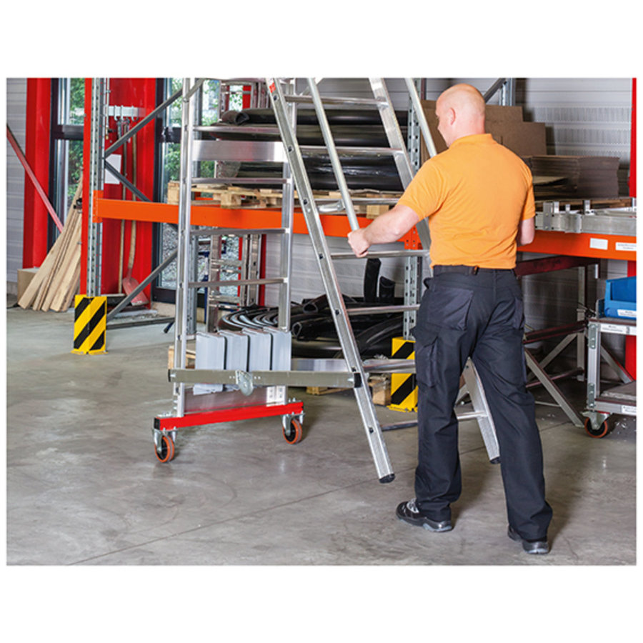 Euroline Alu-Podestleiter, fahr- und klappbar Nr. 32778, 80 kg Ballast 1x6