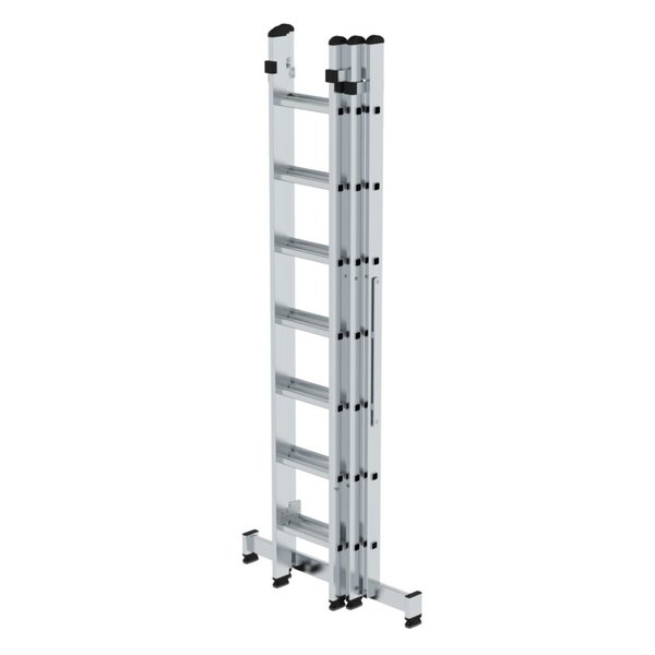 Günzburger Steigtechnik Mehrzweckleiter 3-teilig mit nivello®-Traverse 3x7 Sprossen