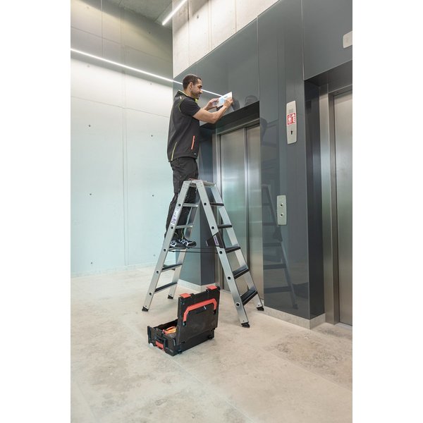 Günzburger Steigtechnik Stufen-Stehleiter beidseitig begehbar mit clip-step relax 2x4 Stufen