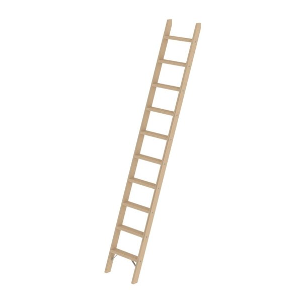 Günzburger Steigtechnik Stufen-Anlegeleiter Holz ohne Traverse 10 Stufen