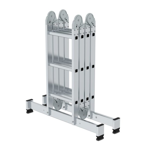 Günzburger Steigtechnik Vielzweckleiter 4-teilig mit nivello®-Traverse 4x3 Sprossen