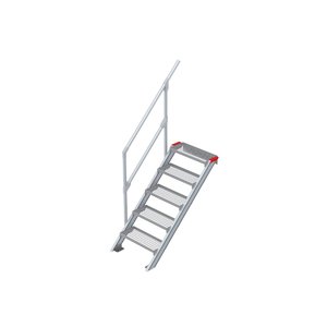 Euroline Treppe 45 Grad, 600 mm Stufenbreite, 1 Handlauf, Stufenausführung Stahl - Gitterrost