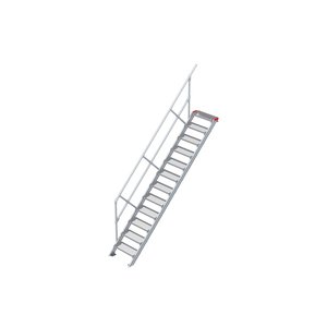 Euroline Treppe 45 Grad, 600 mm Stufenbreite, 1 Handlauf, Stufenausführung Stahl - Gitterrost