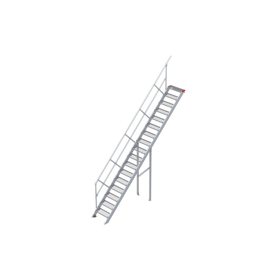 Euroline Treppe 45 Grad, 600 mm Stufenbreite, 1 Handlauf, Stufenausführung Stahl - Gitterrost 17 Stufen