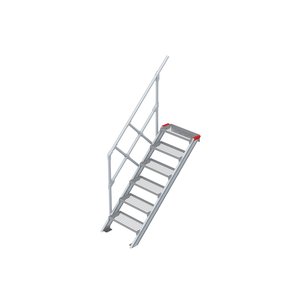 Euroline Treppe 45 Grad, 600 mm Stufenbreite, 1 Handlauf, Stufenausführung Stahl - Gitterrost