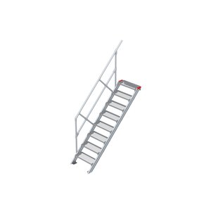 Euroline Treppe 45 Grad, 600 mm Stufenbreite, 1 Handlauf, Stufenausführung Stahl - Gitterrost