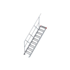 Euroline Treppe 45 Grad, 600 mm Stufenbreite, 1 Handlauf, Stufenausführung Stahl - Gitterrost