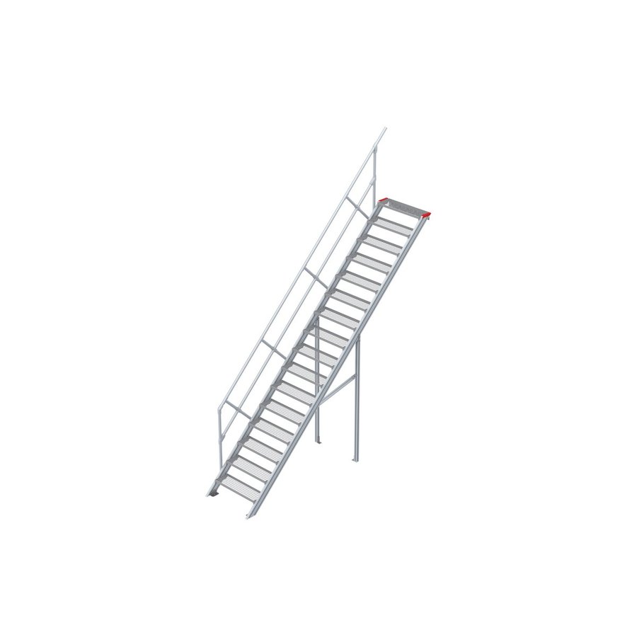 Euroline Treppe 45 Grad, 800 mm Stufenbreite, 1 Handlauf, Stufenausführung Stahl - Gitterrost 16 Stufen
