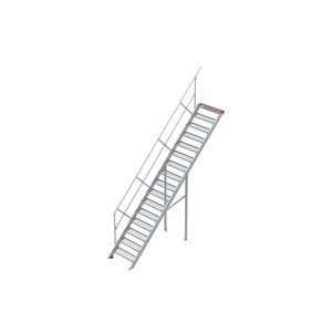 Euroline Treppe 45 Grad, 800 mm Stufenbreite, 1 Handlauf, Stufenausführung Stahl - Gitterrost