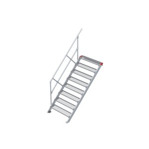 Euroline Treppe 45 Grad, 1000 mm Stufenbreite, 1 Handlauf, Stufenausführung Stahl - Gitterrost 