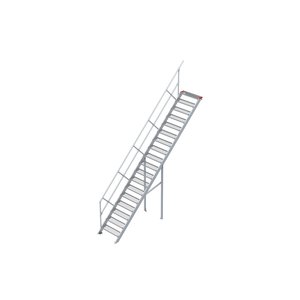Euroline Treppe 45 Grad, 800 mm Stufenbreite, 1 Handlauf, Stufenausführung Stahl - Gitterrost