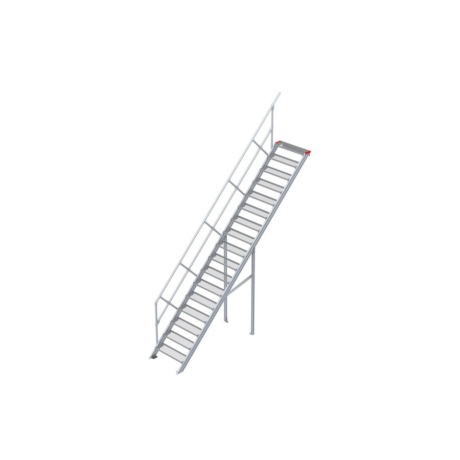 Euroline Treppe 45 Grad, 800 mm Stufenbreite, 1 Handlauf, Stufenausführung Stahl - Gitterrost 17 Stufen