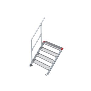 Euroline Treppe 45 Grad, 1000 mm Stufenbreite, 1 Handlauf, Stufenausführung Stahl - Gitterrost 