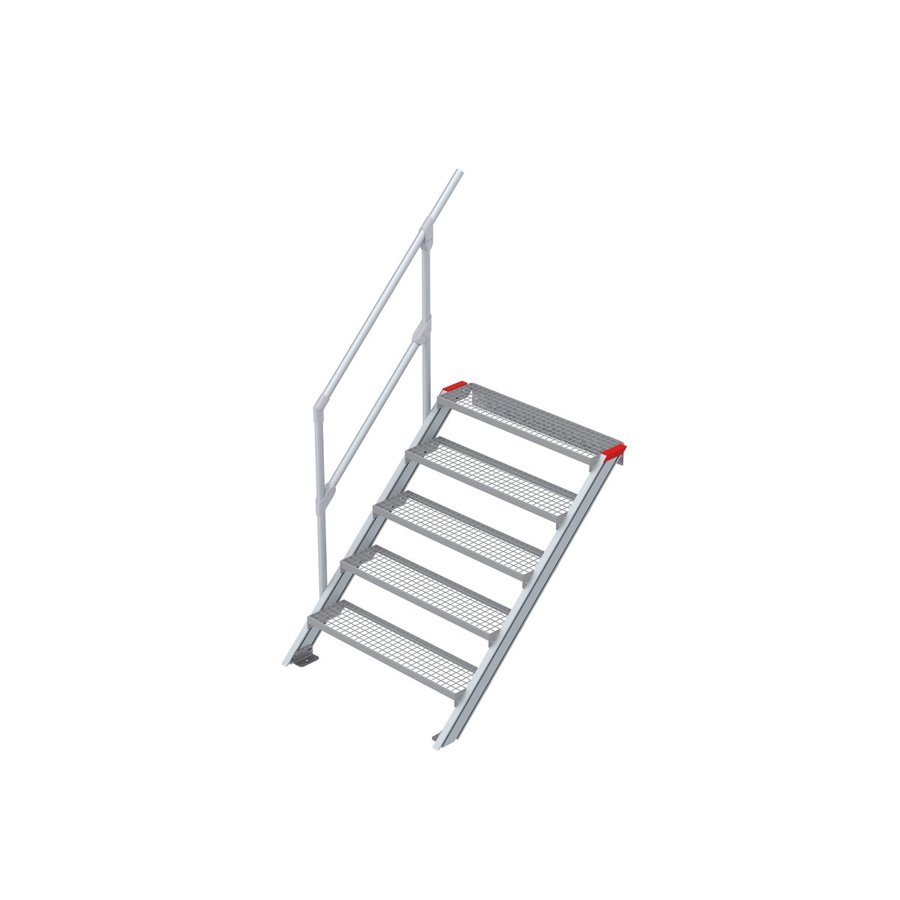 Euroline Treppe 45 Grad, 1000 mm Stufenbreite, 1 Handlauf, Stufenausführung Stahl - Gitterrost  5 Stufen