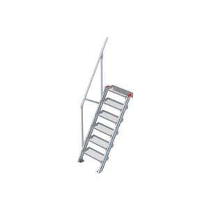 Euroline Treppe 60 Grad, 600 mm Stufenbreite, 1 Handlauf, Stufenausführung Stahl - Gitterrost