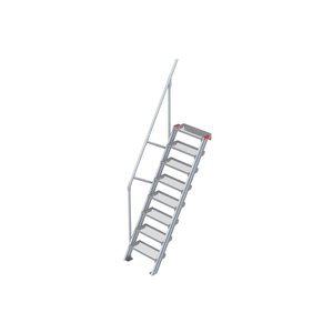 Euroline Treppe 60 Grad, 600 mm Stufenbreite, 1 Handlauf, Stufenausführung Stahl - Gitterrost