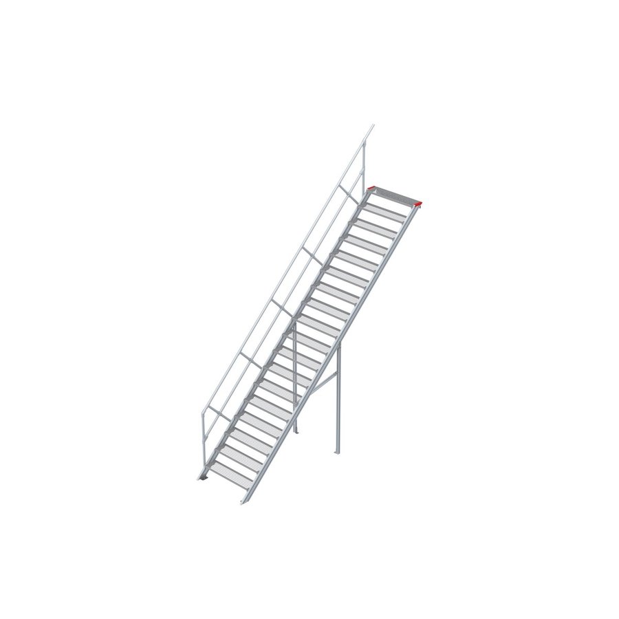 Euroline Treppe 45 Grad, 1000 mm Stufenbreite, 1 Handlauf, Stufenausführung Stahl - Gitterrost  18 Stufen