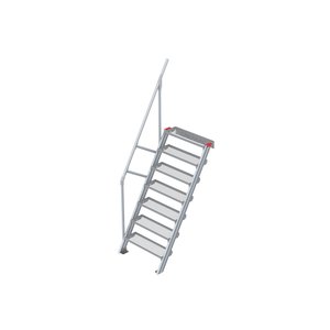 Euroline Treppe 60 Grad, 800 mm Stufenbreite, 1 Handlauf, Stufenausführung Stahl - Gitterrost
