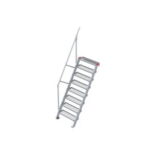 Euroline Treppe 60 Grad, 800 mm Stufenbreite, 1 Handlauf, Stufenausführung Stahl - Gitterrost