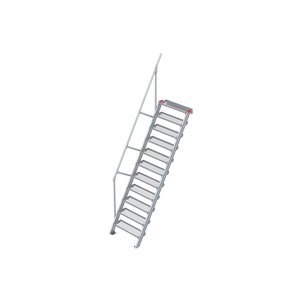 Euroline Treppe 60 Grad, 800 mm Stufenbreite, 1 Handlauf, Stufenausführung Stahl - Gitterrost
