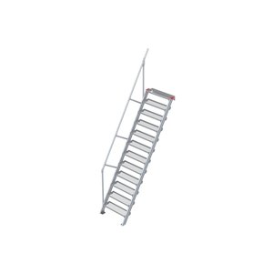 Euroline Treppe 60 Grad, 800 mm Stufenbreite, 1 Handlauf, Stufenausführung Stahl - Gitterrost