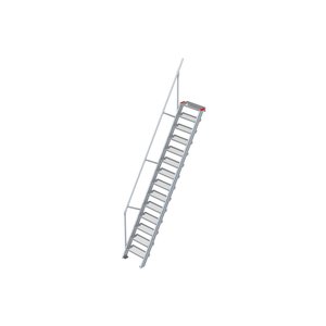 Euroline Treppe 60 Grad, 600 mm Stufenbreite, 1 Handlauf, Stufenausführung Stahl - Gitterrost