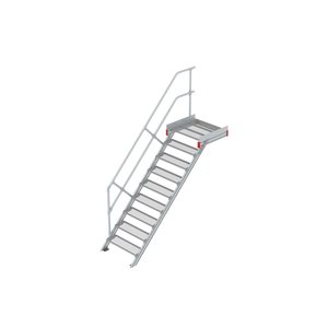 Euroline Podesttreppe 45 Grad, 800 mm Stufenbreite 1 Treppen-/Podestgeländer, Stufenausführung Stahl - Gitterrost