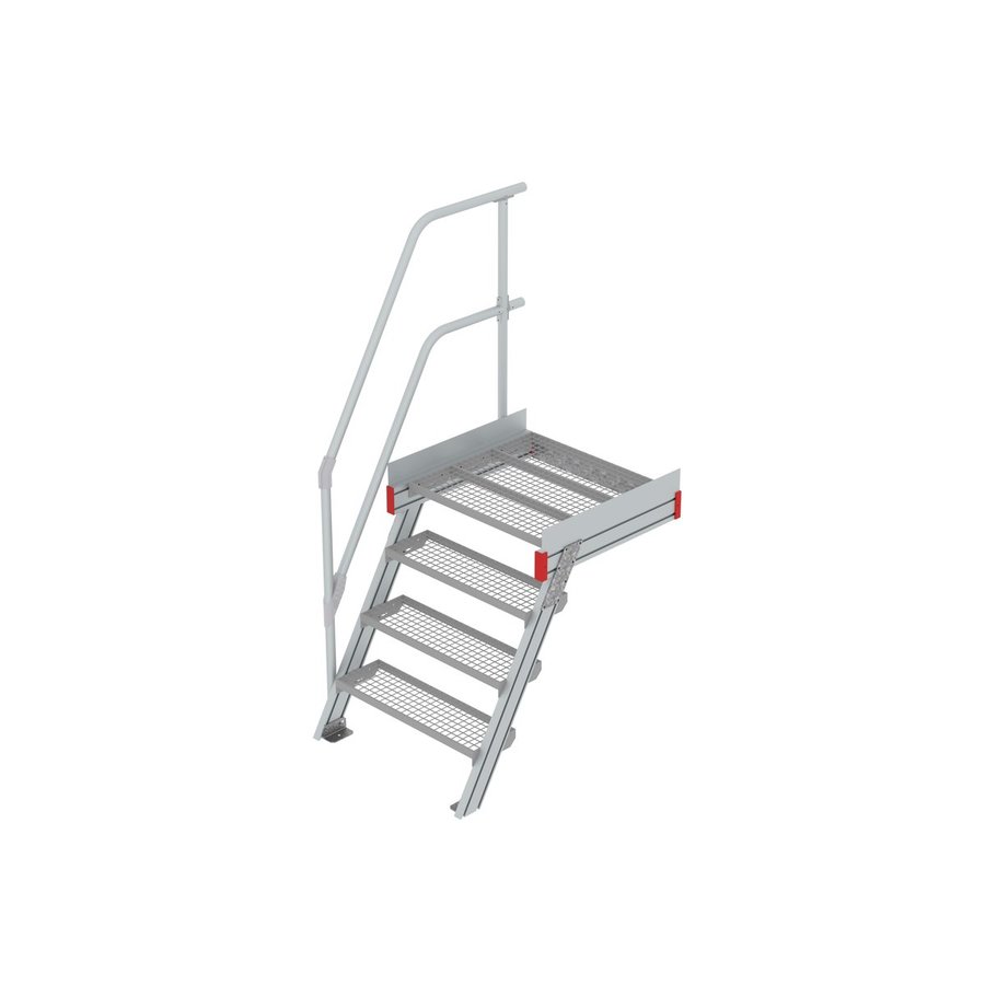 Euroline Podesttreppe 60 Grad, 800 mm Stufenbreite 1 Treppen-/Podestgeländer, Stufenausführung Stahl - Gitterrost  4 Stufen
