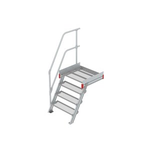 Euroline Podesttreppe 60 Grad, 800 mm Stufenbreite 1 Treppen-/Podestgeländer, Stufenausführung Stahl - Gitterrost 