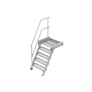 Euroline Podesttreppe 60 Grad, 800 mm Stufenbreite 1 Treppen-/Podestgeländer, Stufenausführung Stahl - Gitterrost 