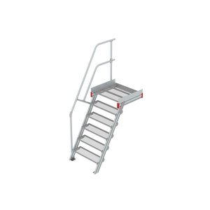 Euroline Podesttreppe 60 Grad, 800 mm Stufenbreite 1 Treppen-/Podestgeländer, Stufenausführung Stahl - Gitterrost 