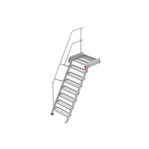Euroline Podesttreppe 60 Grad, 800 mm Stufenbreite 1 Treppen-/Podestgeländer, Stufenausführung Stahl - Gitterrost 