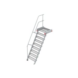Euroline Podesttreppe 60 Grad, 800 mm Stufenbreite 1 Treppen-/Podestgeländer, Stufenausführung Stahl - Gitterrost 