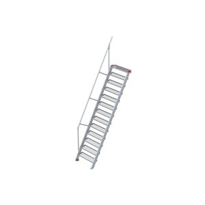 Euroline Treppe 60 Grad, 800 mm Stufenbreite, 1 Handlauf, Stufenausführung Stahl - Gitterrost
