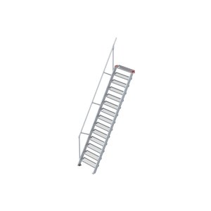 Euroline Treppe 60 Grad, 800 mm Stufenbreite, 1 Handlauf, Stufenausführung Stahl - Gitterrost