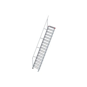 Euroline Treppe 60 Grad, 800 mm Stufenbreite, 1 Handlauf, Stufenausführung Stahl - Gitterrost