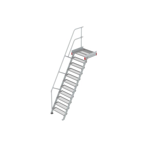 Euroline Podesttreppe 60 Grad, 800 mm Stufenbreite 1 Treppen-/Podestgeländer, Stufenausführung Stahl - Gitterrost  11 Stufen